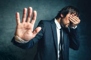 Stressed businessman after business project failure